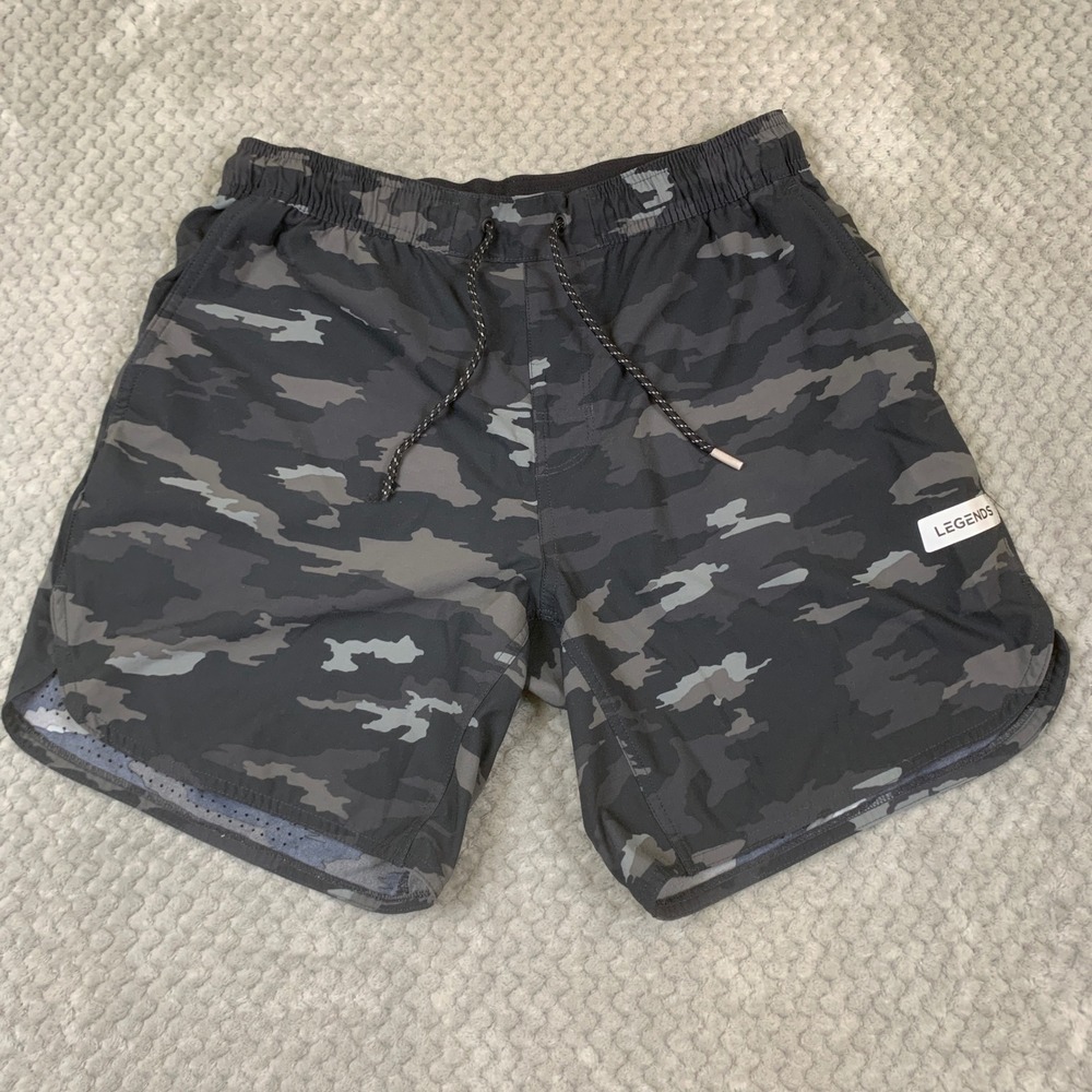 Legends Luka Shorts Mens M Gray Camo 7 Inch Athletic Gym Training Performance